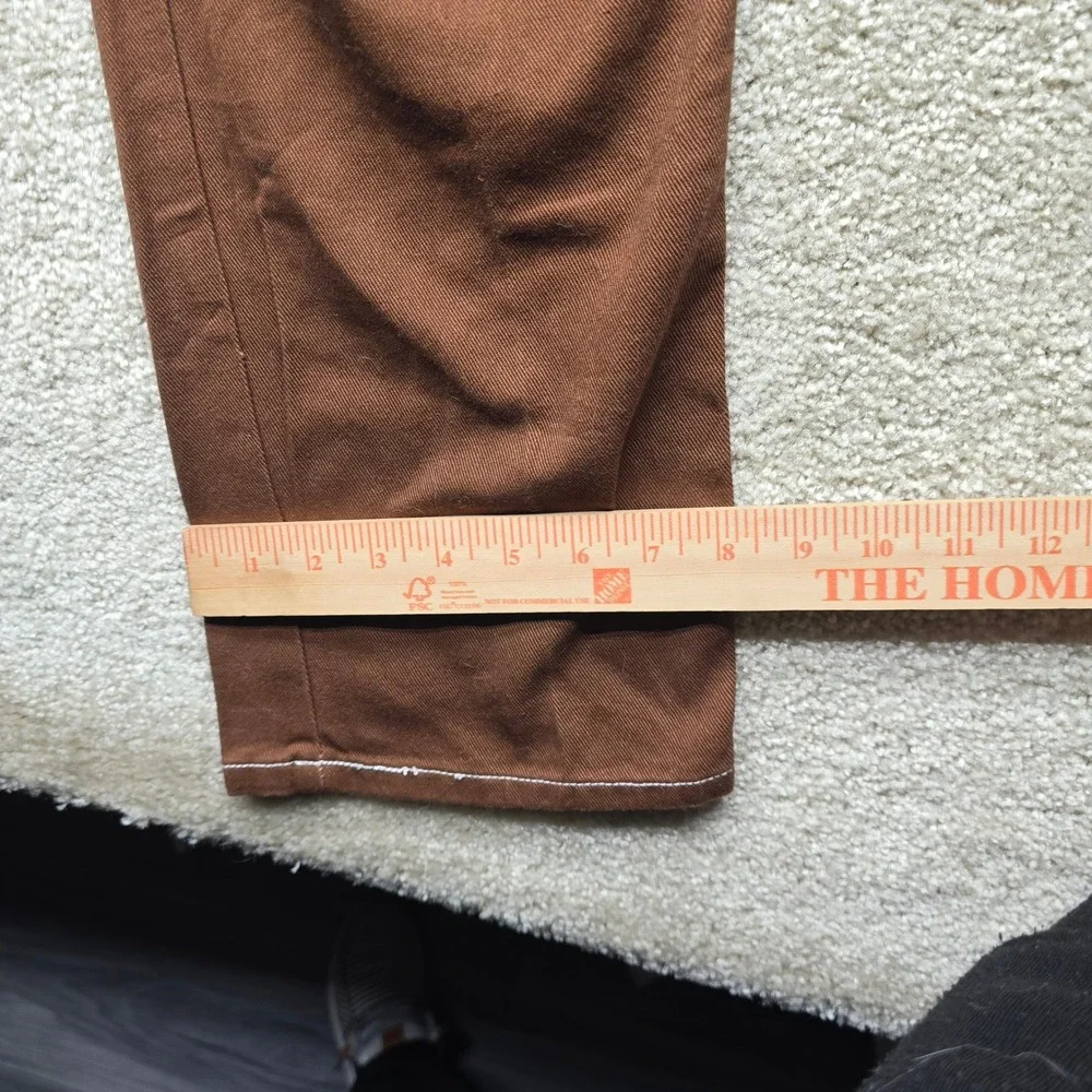 Dickies Brown Carpenter Pants White Contrast Stitch Utility Workwear Size 5/27 - Picture 9 of 11
